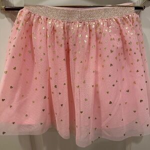 Pink Sparkly Skirt Size Medium (8) with Gold Hearts